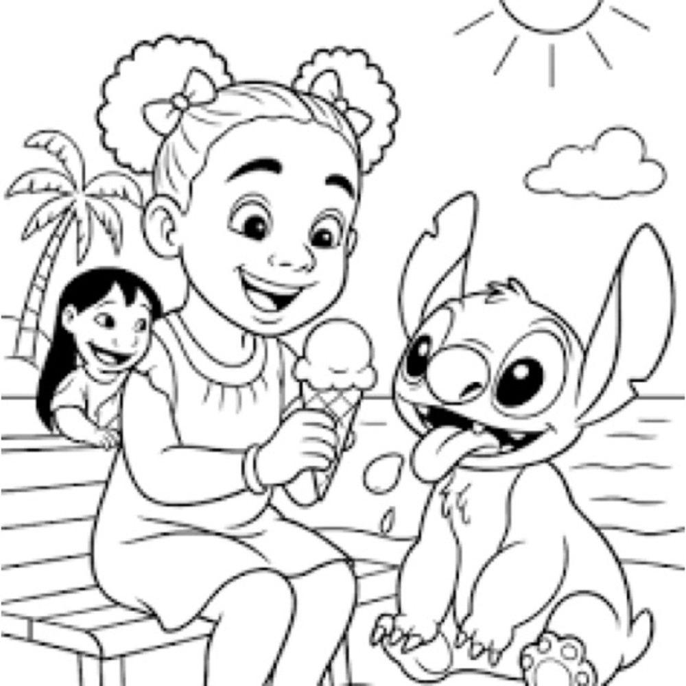 Cartoon Coloring Page with Characters